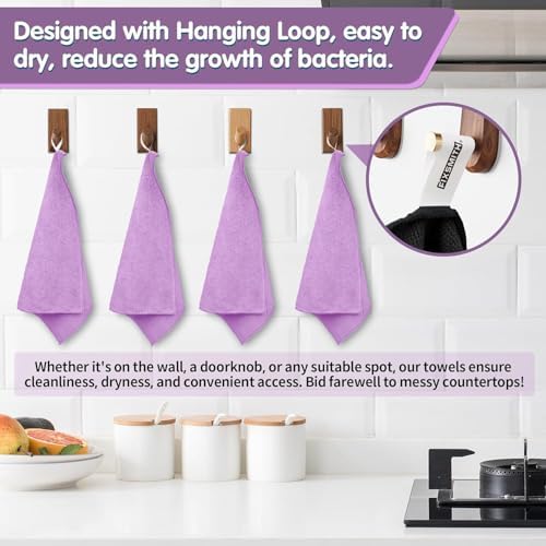 FIXSMITH Purple Microfiber Cleaning Cloth -Pack of 12, Highly Absorbent Cleaning Rags, 16"X12" All Purpose Cleaning Towels for Housekeeping, Kitchen, Car, Lint Free and Reusable Microfiber Towels - Image 5