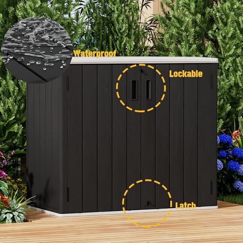 Mrosaa Large Outdoor Storage Box,Resin Sheds&Outdoor Storage Waterproof/Lockable,Outdoor Storage Cabinets for Balcony,Garage,Backyard (37Cu.ft-Black White) - Image 6