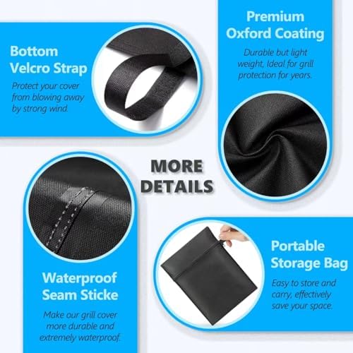 Kettle Grill Cover 22 Inch - Superior Charcoal Grill Cover for Weber Kettle Grill - 600D Outdoor BBQ Covers for Weber 22 Inch Original Kettle Grill, Master Touch Charcoal Grill and More - Image 4
