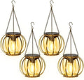 KOOPER Solar Lanterns Outdoor Waterproof, 4 Pack Upgraded Bronze Metal Hanging Solar Lights Outdoor Lanterns, Brighter Auto On/Off Outdoor Hanging Lantern for Yard Patio Pathway Porch Garden Decor by KOOPER