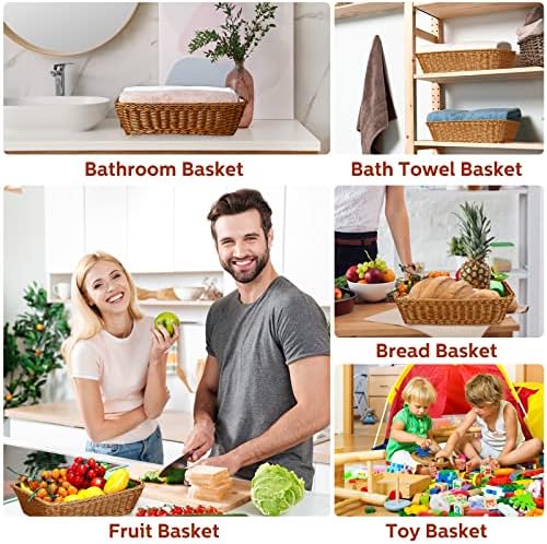 Eccliy 6 Pack Wicker Bread Baskets Woven Serving Basket, 15.8 Inch - Image 4