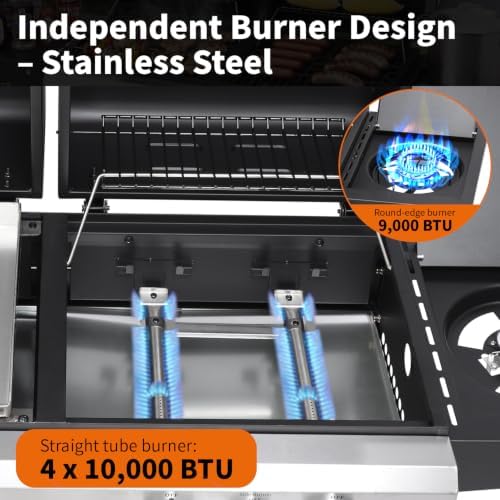 Gas Grill and Griddle Combo with Side Burner, Flat Top Grill - Image 5