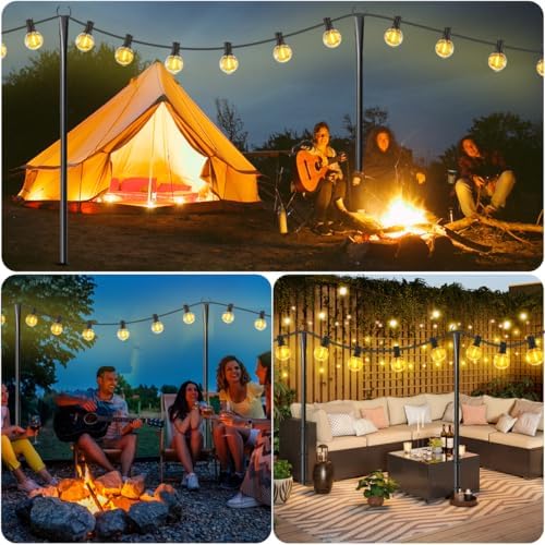 MuliVid 4 Pack String Light Poles for Outdoor,Metal Light Hanging Pole Outside with Fork,Light Stand for Patio, Pergola, Garden, Backyard, Yard, Camping Party (4 Pack) - Image 7