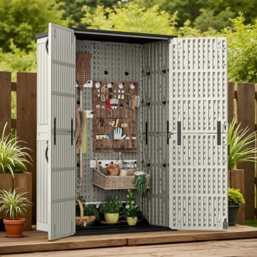 Patiowell 50 Cu.ft Resin Horizontal Outdoor Storage Shed, Plastic Cabinet - Image 2