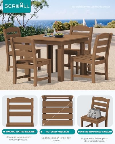 SERWALL HDPE Outdoor Square Dining Set for 4 - Image 3
