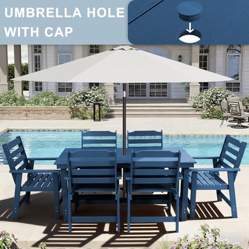 FUNBERRY Outdoor Dining Set, HDPE 7 Piece Dining Table Set with Chairs - Image 4
