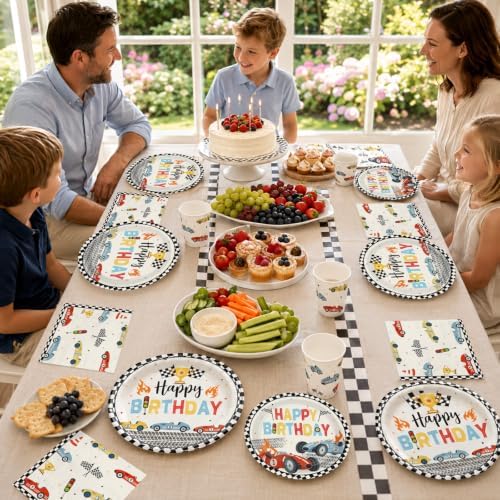 168Pcs Retro Race Car Birthday Party Decoration for Boy Serves 24 - Image 6