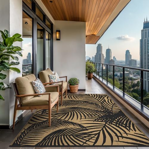 GENIMO Outdoor Rug, Waterproof Plastic Rugs for Patio, 8'x10' Black - Image 5