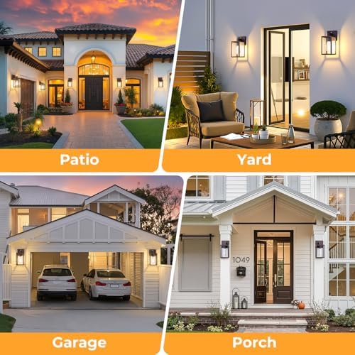FOLKSMATE Plastic Dusk to Dawn Outdoor Wall Sconce Dark Chocolate 4-Pack - Image 5