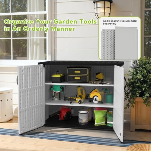 Devoko 26 Cu Ft Resin Outdoor Storage Cabinet, White - Image 2