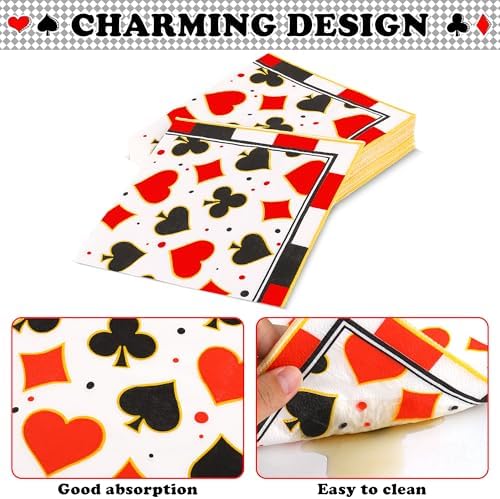 durony 350 Pieces Casino Print Party Tableware Set Including Casino Party Plates Cups Napkins Knives Forks Spoons Serves 50 for Poker Club Casino Theme Party Decorations - Image 3