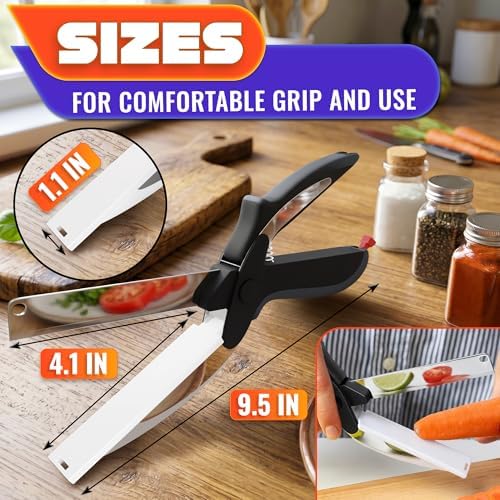 2 in 1 Kitchen Scissors for Food, Cutting Board Scissors with Safety Lock - Image 2
