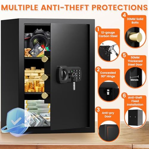 21.65"H Safe Box for Home | 3.8 cu ft Anti-Theft Safe with A4 Fireproof Bag - Image 2