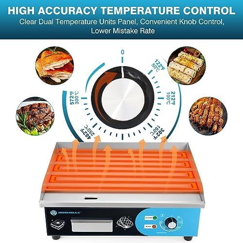 IRONWALLS Commercial Griddle Electric 22”, 3000W Electric Flat Top Grill, Stainless Steel Countertop Electric Griddle Nonstick with 122~572℉Adjustable Temperature Control for Restaurant Kitchen - Image 4