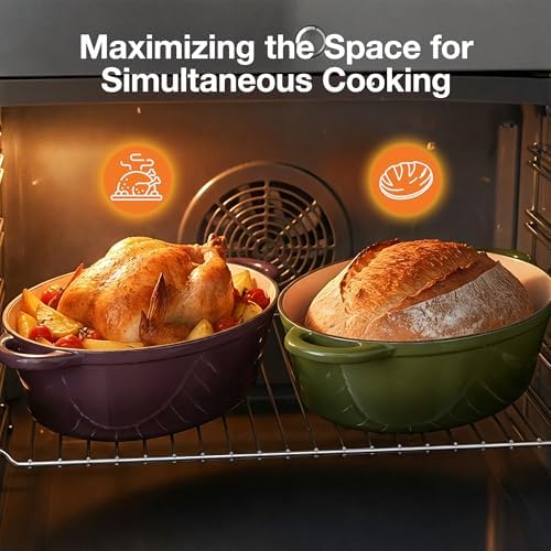 Oval Dutch Oven for Bread Baking, 4.5 Quart Non Stick Enameled Cast Iron Dutch Oven Pot with Lid, Oven Safe Oval Casserole with Lid up to 500°F for Baking, Braising, Stews, Roasting, Fig - Image 4