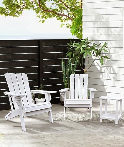 Adirondack Square Outdoor Side Table,2-Tier Storage Patio Side Table, HDPE End Tables for Backyard Pool Porch Garden Lawn - Image 2