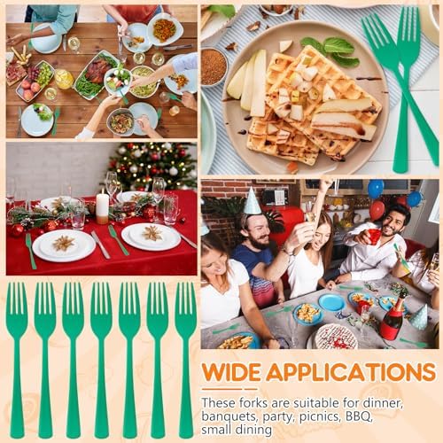 60 Pcs Green Disposable Plastic Forks Cutlery Heavy Duty Dinnerware Plastic Silverware Flatware for Home Office School Party Picnics Restaurant Outdoor Events or Every Day Use (Green) - Image 6