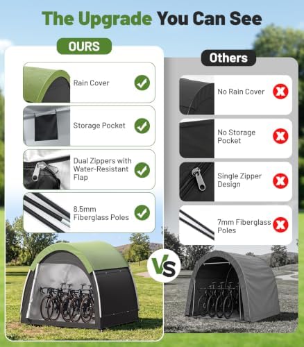 Housolution Anti-Theft Bike Storage Tent with Rain Cover for 4-5 Bikes - Image 6