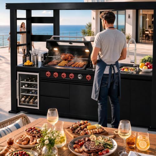 110.7" 4-Burner Modular Outdoor Kitchen Island, 72000 BTU Propane Gas Grill - Image 6