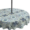 LVTXIII Round Outdoor Tablecloth with Umbrella Hole and Zipper, Water-Repellent 60 Inch Patio Table Cover for Bistro, Garden, Patio & Picnic, Coastal Medallion by LVTXIII