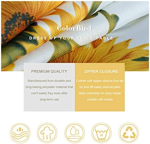 ColorBird Sunflower Outdoor Tablecloth Water Resistant Spillproof Polyester Fabric Table Cover with Zipper Umbrella Hole for Spring Summer Patio Garden Tabletop Decor, 60 x 84 Inch, Zippered - Image 5