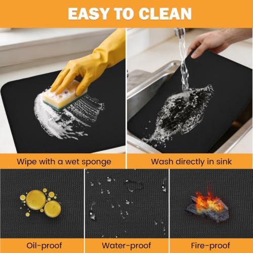TOHONFOO Heat Resistant Mats for Countertop & Air Fryer, 24x16 in, Black - Image 3