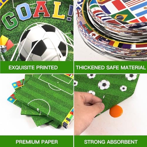 180pcs Soccer Plates and Napkins Party Supplies,Serves 60 - Image 3