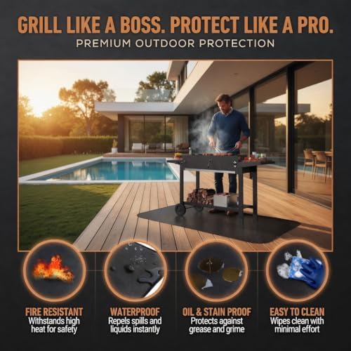 76 x 48 Grill Mat for Outdoor Grill, 32 mil Fire Resistant BBQ Pad - Image 4