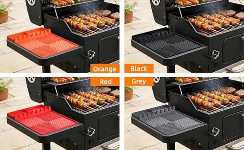Silicone Griddle Tool Mat for Blackstone, Heat Resistant Side Shelf Mat with Drip Pad – BBQ Grill Accessories for Outdoor Grill, Kitchen Counter, Spatula Holder, Cooking Organizer (2, Gray) - Image 5