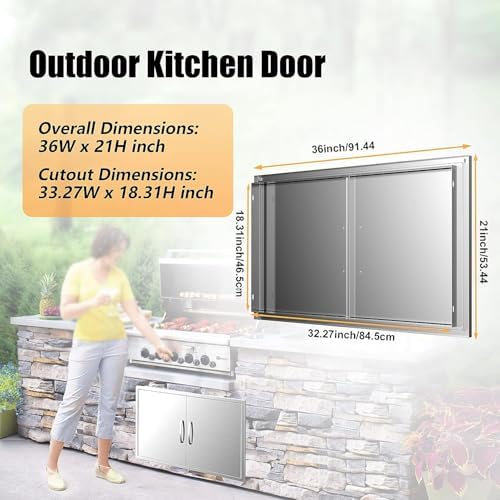 BBQ Access Double Doors 36Wx21H Flush Mount Stainless Steel Outdoor Kitchen Door for Outside Cabinets and BBQ Island - Image 2