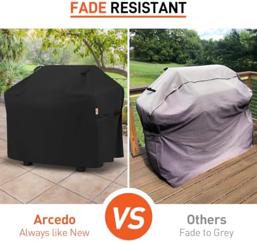 Arcedo Heavy Duty Waterproof Outdoor BBQ Grill Cover 53 Inch, Black - Image 3