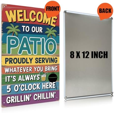 BEASTZHENG Welcome Patio Tiki Bar Metal Tin Signs For Home Porch Bar Wall Decor Beach Bar Decorations For Backyard Hot Tub Poster Tin Sign 8x12 Inch - Image 2
