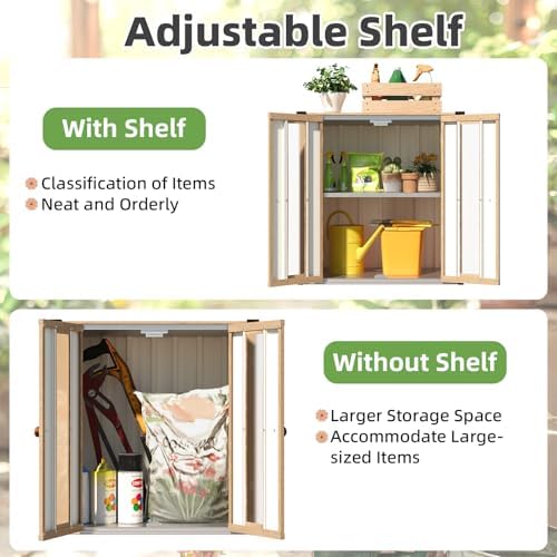 AECOJOY Outdoor Storage Cabinet Waterproof with Floor & Adjustable Shelves - Image 4