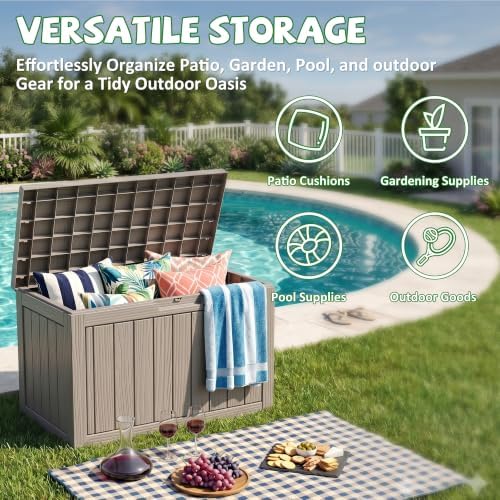 DRATO 55 Gallon Outdoor Storage Box Waterproof, Lockable Resin Deck Boxes - Image 5