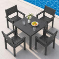 5-Piece Patio Dining Set for 4, Wood-Grain HDPE Outdoor Table and Chairs by DurableCarportsSheds