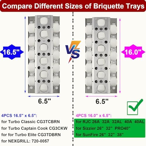 GasSaf 16" Briquettes Tray for Summerset Sizzler 26" 32" 40" Grill, Parts for RCS Premier RJC009P RJC32A RJC26A RJC40A RJC32AL RJC40AL Grill Briquettes Heat Plates, 4 Packs 16 x 6.5 Sizzler Plates - Image 2
