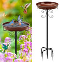 Daoeny Heavy Duty Bird Baths for Outdoors, 35In Outdoor Freestanding Birdbaths & Birdfeeder, Bird Bath Feeder Bowl with Metal Stake Garden Patio Yard Lawn Decor, Upgraded 5-Pronged Base (Brown) by Daoeny