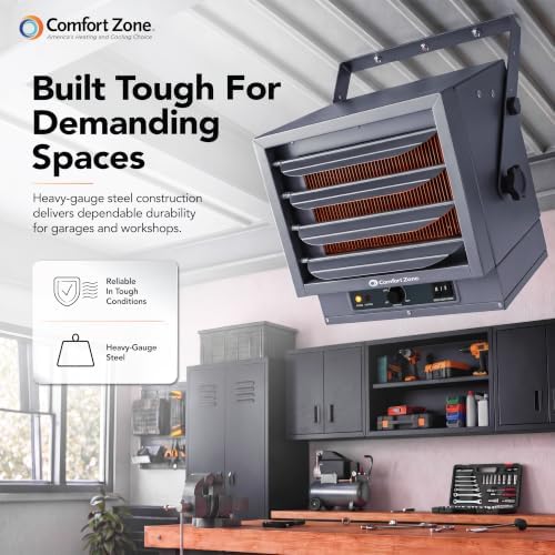 COMFORT ZONE 5000-Watt Fan-Forced Ceiling Mount Garage Heater - Grey - Image 2