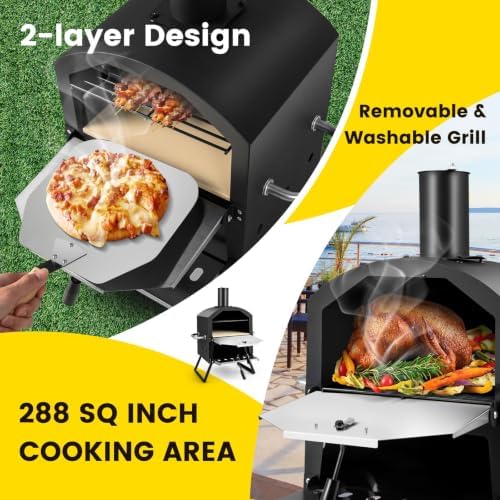 LDAILY Outdoor Pizza Oven, Wood Fired 12 Inch Pizza Maker - Image 4