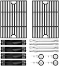 CANDANA Replacement Parts for Nexgrill 4 Burner 720-0830H 720-0830D 720-0783C 720-0783E 720-0958A, 17" Cast Iron Grill Grate, Grill Burner, Heat Plate, Igniters for 5 Burner 720-0888N by CANDANA