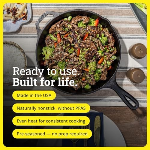 Lodge Pre-Seasoned Cast Iron Skillet, PFAS-Free, 12 Inches - Image 5