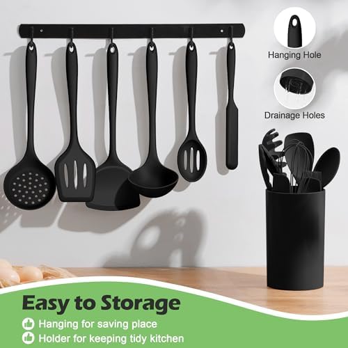 Homikit Silicone Cooking Utensil Set, 15pcs Kitchen Utensils with Holder - Image 3