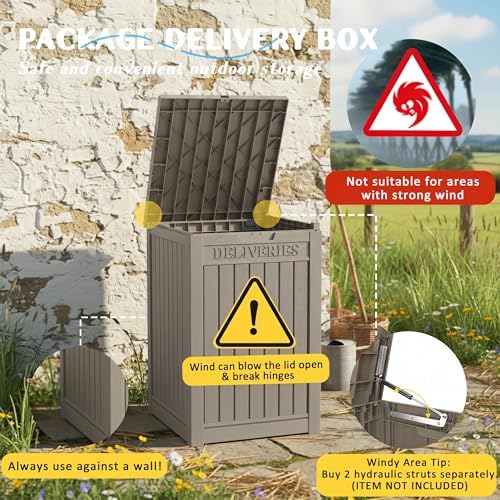 PatioZen Package Delivery Box 55 Gallon with Lockable Secure,Outdoor Package Drop Container Waterproof for Porch Patio and Curbside(Grey) - Image 2