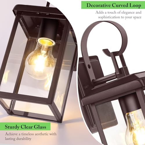 BesLowe 2-Pack Outdoor Wall Light Fixtures, Modern Porch Sconces, Brown - Image 3