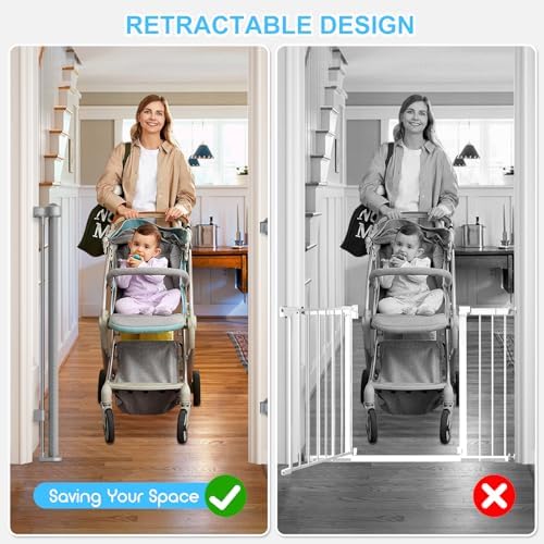 EZIGO 55 Inch Retractable Baby Gates, 41 Inch Extra Tall Retractable Gate - Image 6