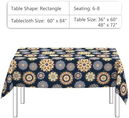 LVTXIII Rectangle Outdoor Tablecloth with Umbrella Hole and Zipper, Water-Repellent 60 x 84 Inch Patio Table Cover for Picnic, Garden, Backyard Dining, Bloom Cobalt - Image 3