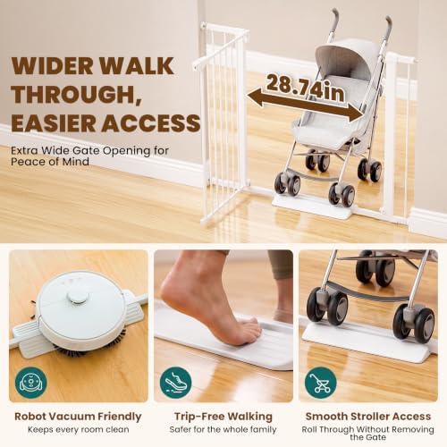 Mumeasy 36-55 in Extra Wide Baby Gate for Stairs, 36 in Tall Pet Gate,White - Image 3