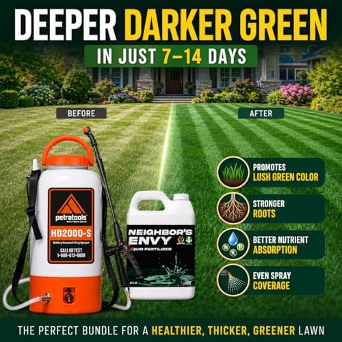 PetraMax Neighbors Envy Grass Fertilizer for Lawn w/ 2 Gal Battery Sprayer - Image 7