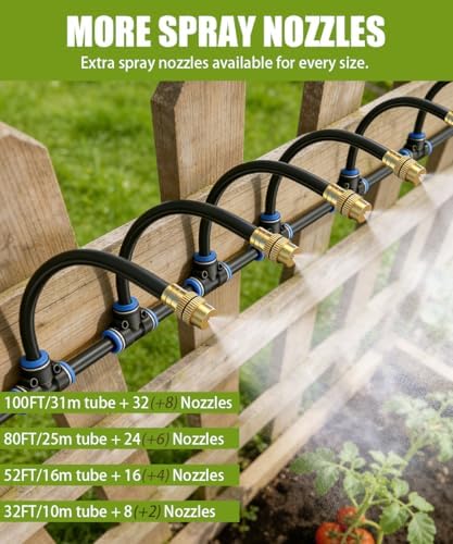 80FT 5/16" Misting Irrigation System for Garden with 30 Adjustable Nozzles - Image 2