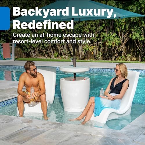 Step2 Vero Pool Chair, Fade-Resistant, Waterproof Patio Furniture for Sun Shelf, Use in Pools up to 9-Inches of Water, Weighted, White - Image 4